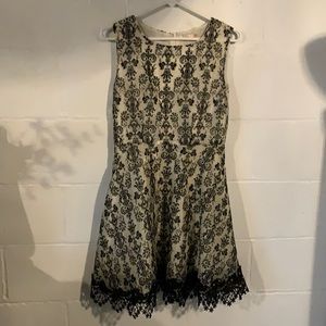 Black and White Lace Detail Cocktail Dress